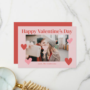 De Remerciements Joyeux Valentines Day Heart Rose Rec Carte photo