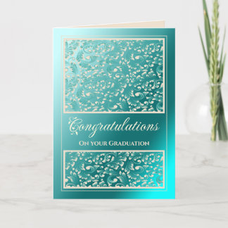 De Remerciements Juif Graduation Félicitations Damask Carte Turquoi