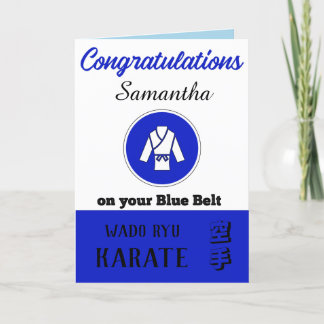 De Remerciements Karate Blue Belt Promotion Carte Félicitations
