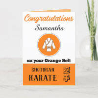 Karate Orange Belt Promotion Félicitations Carte