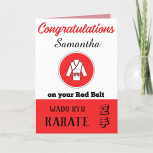 De Remerciements Karate Red Belt Promotion Carte Félicitations