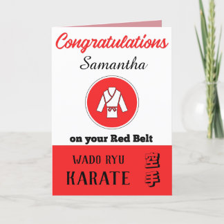 De Remerciements Karate Red Belt Promotion Carte Félicitations