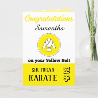 De Remerciements Karate Yellow Belt Promotion Carte Félicitations