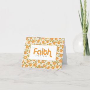 De Remerciements La foi sur la peur Orange Floral Carte pour notes