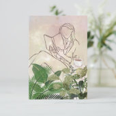 De Remerciements Lady Reading avec plante et carte café (Debout devant)