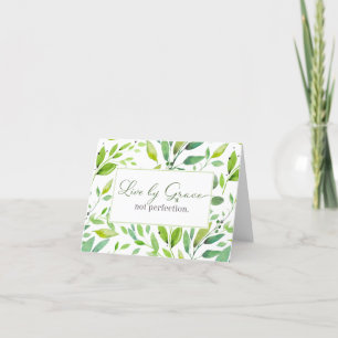 De Remerciements Live by Grace Not Perfection Green Feuille Carte p