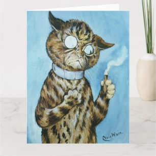 DE REMERCIEMENTS LOUIS WAIN CIGAR CAT CARTE D'ANNIVERSAIRE POUR LUI