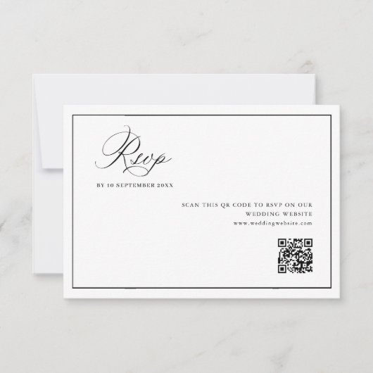 De Remerciements mariage à cadre noir simple code QR carte RSVP (Devant)