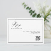 De Remerciements mariage à cadre noir simple code QR carte RSVP (Debout devant)