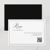 De Remerciements mariage à cadre noir simple code QR carte RSVP (Devant / Derrière)