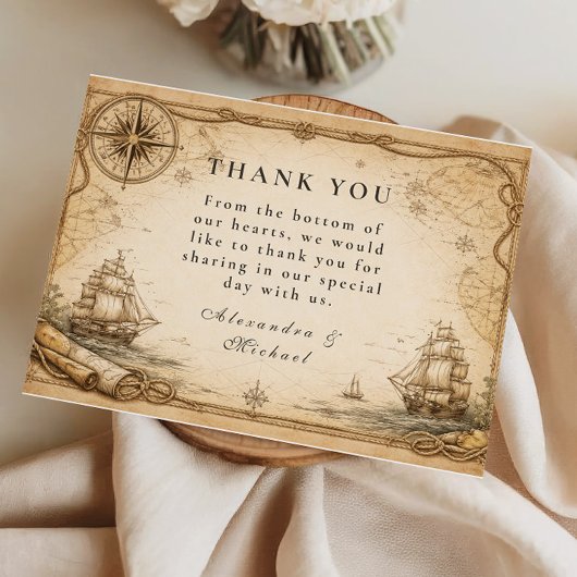 De Remerciements Mariage Carte Marine Antique