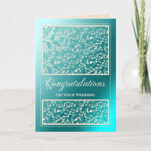 De Remerciements Mariage juif Félicitations Damask Carte Turquoise