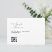 De Remerciements mariage simple noir et blanc code QR carte RSVP (Debout devant)