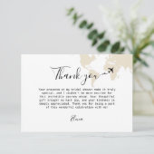 De Remerciements Mariage Thème Voyage Carte Du Monde Beige (Debout devant)