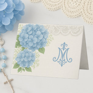 De Remerciements Marian Blue Hydrangea et Carte pour notes catholiq