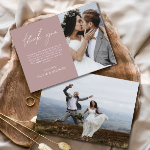 De Remerciements Mauve Mariage photo carte simple
