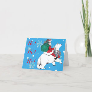 De Remerciements Noël Père Noël & Ours Polaire Carte pliée