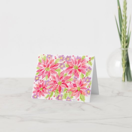 De Remerciements Noel Poinsettia Vide N'Importe Quelle Carte Note D (Devant)