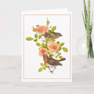 De Remerciements Oiseaux Brown mouchetés sur une carte à puce Rose