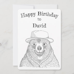 De Remerciements Ours souriant / Carte d'anniversaire personnalisée