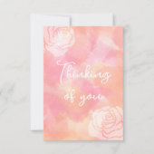 De Remerciements "Penser à vous" Rose, Carte Aquarelle rose (Devant)