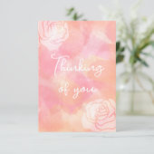 De Remerciements "Penser à vous" Rose, Carte Aquarelle rose (Debout devant)