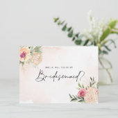 De Remerciements Peony et Gold Foil Blooms Bridesmaid carte plat (Debout devant)