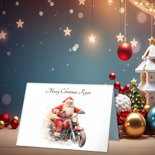 De Remerciements Père Noël sur la moto Carte pliée Noël