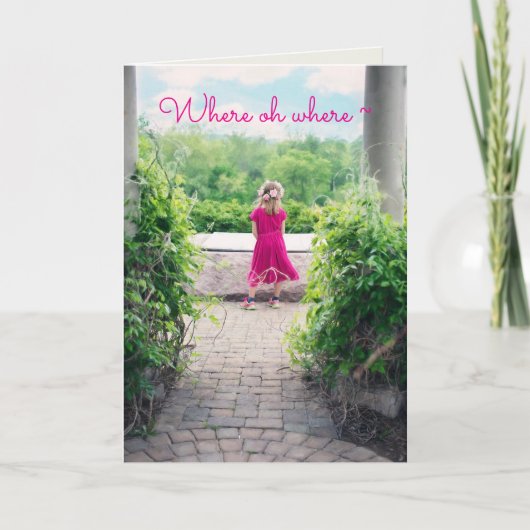 DE REMERCIEMENTS PETITE FILLE EN ROSE VOUS MANQUANT CARTE (Devant)