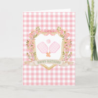 Preppy Pink Pickleball Bonne carte d'anniversaire