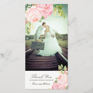 De Remerciements Pretty Pink PeoniesMerci Carte photo (4x8)
