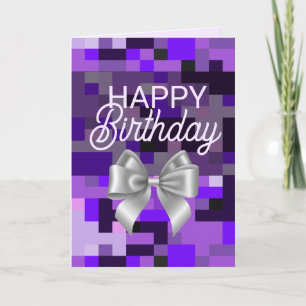 De Remerciements Purple Digital et Bow Bonne carte d'anniversaire