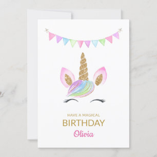 De Remerciements Rainbow Pastel Magique Unicorn Visage Carte Annive
