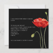 De Remerciements Red Flower Je suis désolé Carte d'excuses (Devant)