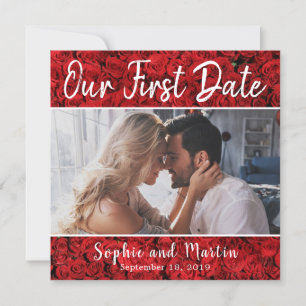 De Remerciements Red Turc Roses Notre première carte photo Couple