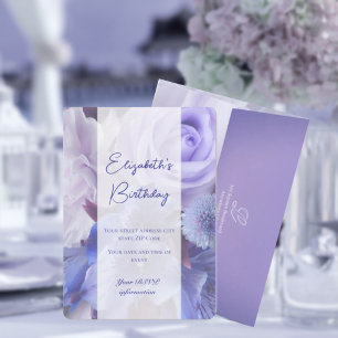 De Remerciements Rose bleu violet carte d'invitation d'anniversaire