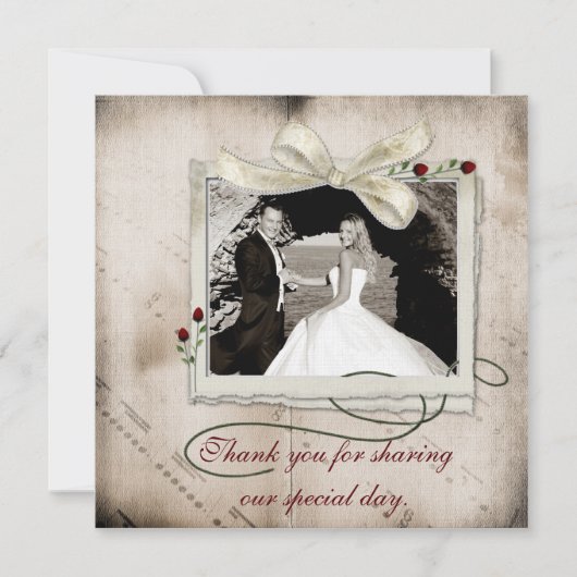 De Remerciements Rose des notes musicales Carte photo (Devant)