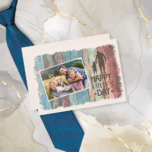 De Remerciements Rustic Happy Fête des pères Photo Carte en bois co