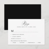 De Remerciements simple calligraphie noire mariage carte RSVP (Devant / Derrière)