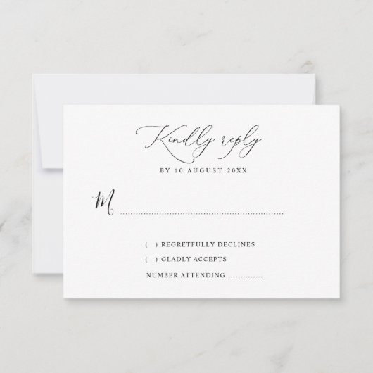 De Remerciements simple carte RSVP mariage noir et blanc (Devant)