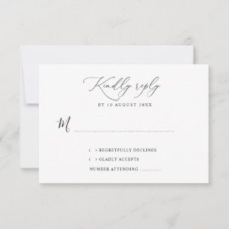 De Remerciements simple carte RSVP mariage noir et blanc