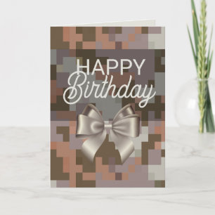 De Remerciements Taupe Digital & Bow Bonne carte d'anniversaire