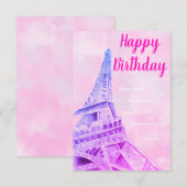 De Remerciements Tour Eiffel Carte d'Anniversaire rose (Devant / Derrière)