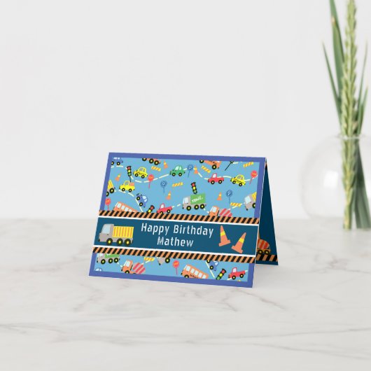 De Remerciements Transport Blue. Carte d'anniversaire (Devant)