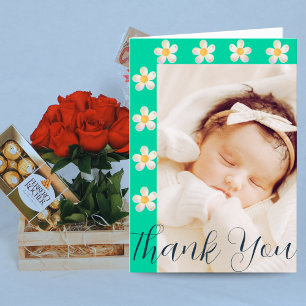 De Remerciements Turquoise Carte photo Floral   Midwoman New Baby G