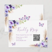 De Remerciements Un An Flutted Papillon Anniversaire Qr Carte Rsvp (Devant / Derrière)