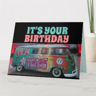 DE REMERCIEMENTS VINTAGE HIPPIE VAN FUNNY ACCUEILLANT CARTE D'ANNIV