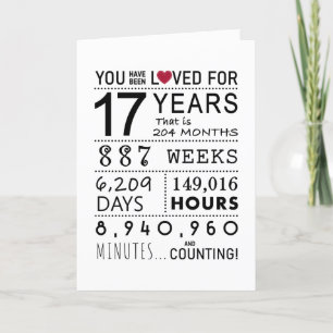 De Remerciements Vous Avez Été Aimé 17ème Carte Anniversaire