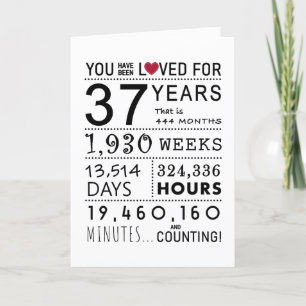 De Remerciements Vous Avez Été Aimé 37ème Carte Anniversaire
