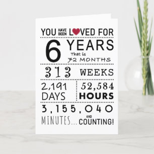 De Remerciements Vous avez été aimé 6e carte d'anniversaire